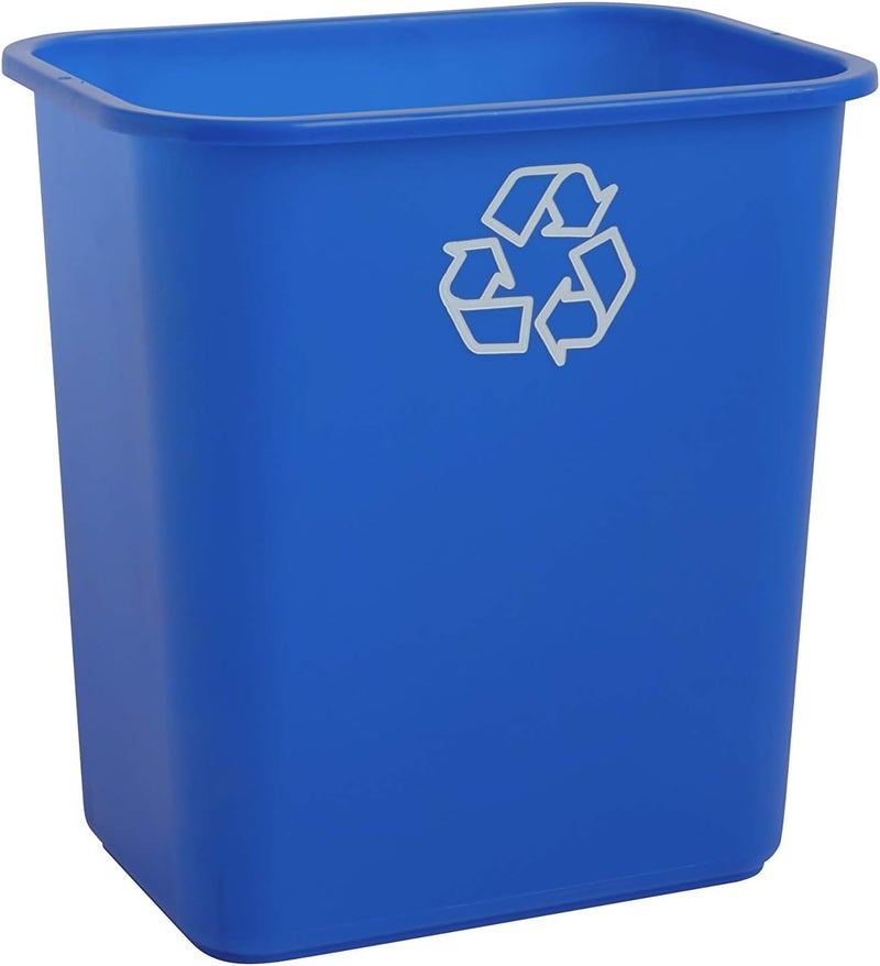 United Solutions 7 Gallon/28 Quart Efficient Recycle Wastebasket | Fits Under Desk | Small, Narrow Spaces in Commercial, Kitchen, Home Office, Dorm | Easy to Clean, 1 Pack, Blue, Model Number: WB0084 - Image 1